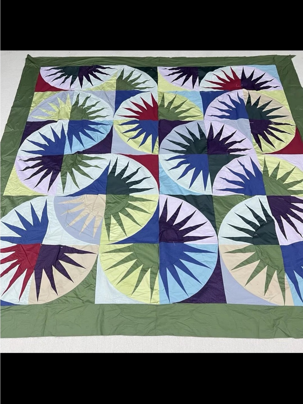 New York Dazzling beauty Patchwork Cotton Quilt Top/Topper Machine pieced 86x86”
